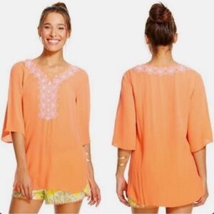 Lilly Pulitzer For Target Coral Embroidered Tunic Size XS